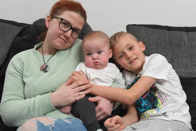 Chantelle Eva with baby Oliver and older son Riley, aged seven