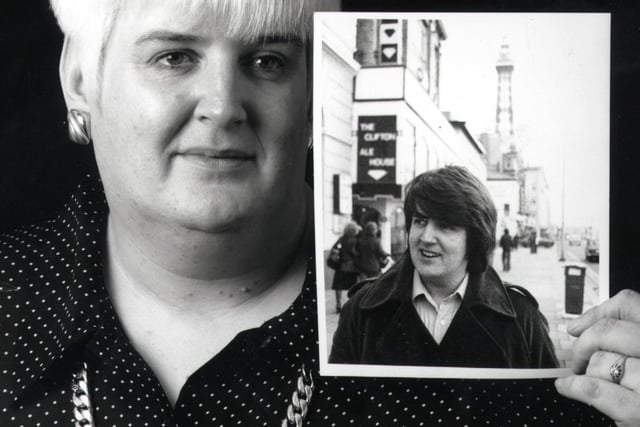 Julia Grant was a transgender activist and in a ground-breaking move she became the first transgender person to have her transition chronicled on a mainstream TV. It was a documentary called A Change of Sex. She is pictured holding a photo of herself when she was George Roberts