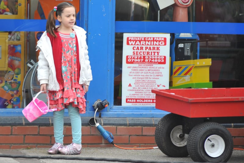 This scene shows the character Amy McDonald who ran away near South Pier, during filming for Coronation Street in 2011