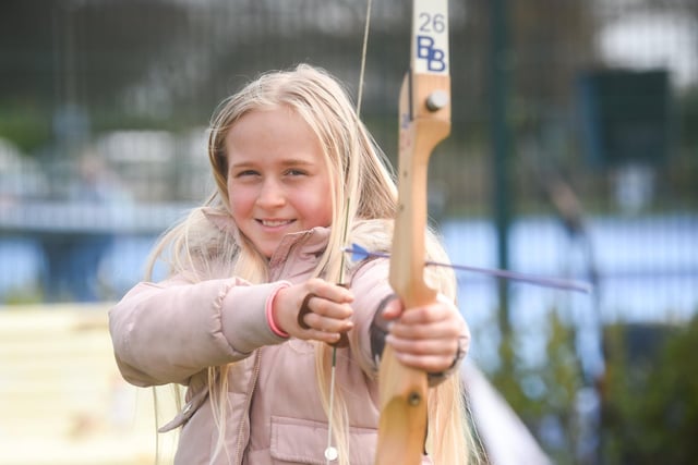Hollie Fenwick certainly got the knack for archery after her instruction from Paul Sykes from Blackpool Bowmen at the Fairhaven Lake open day.
