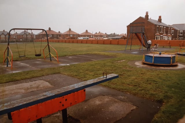 This was Highfield Road playground in 1993. On the back of the photo it was described as a 'death trap' and was ready for a full restoration