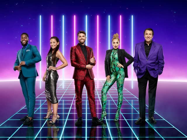 From left: Mo Gilligan, Davina McCall, Joel Dommett, Rita Ora and Jonathan Ross