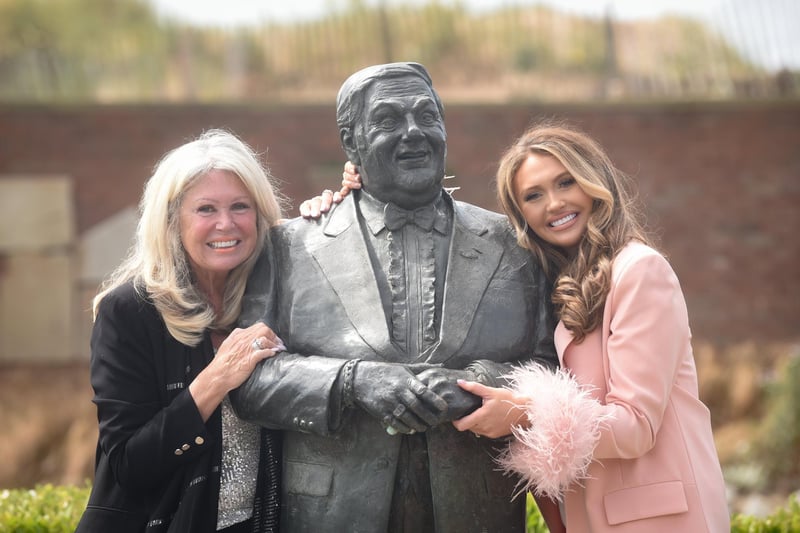 Les Dawson's daughter Charlotte Dawson has carved a TV career of her own and lives in Lytham. She is pictured with her mum Tracey Dawson at the statue of Les