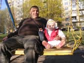 Marek Polkowski' with one of his daughters when he lived in Ukraine.