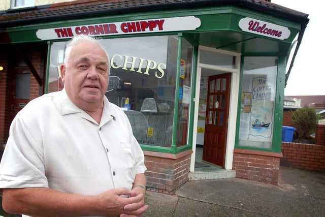 Frank Eckesley outside the Corner Chippy in Beach Road Cleveleys. The chippy was celebrating 80 years in business
