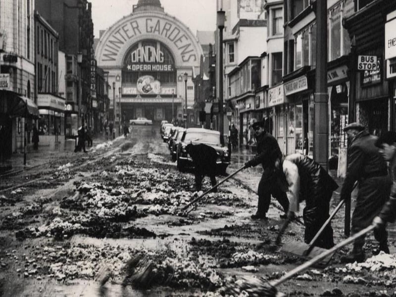 Clearing the snowfall in Victoria Street, Blackpool, in 1963