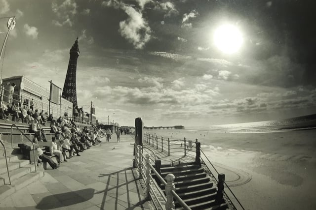 Great photo which typifies the unpredictable Blackpool weather. You'd be forgiven in thinking this was mid summer but it was actually October 26 1987