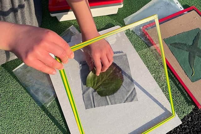 Leaf printing formed part of the creative project at St Mary's School in Fleetwood