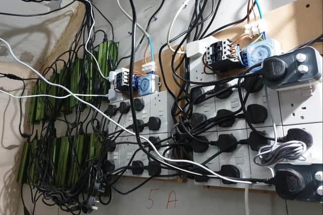 The complex rewiring set-up which had to be made safe (Image: Blackpool Police).
