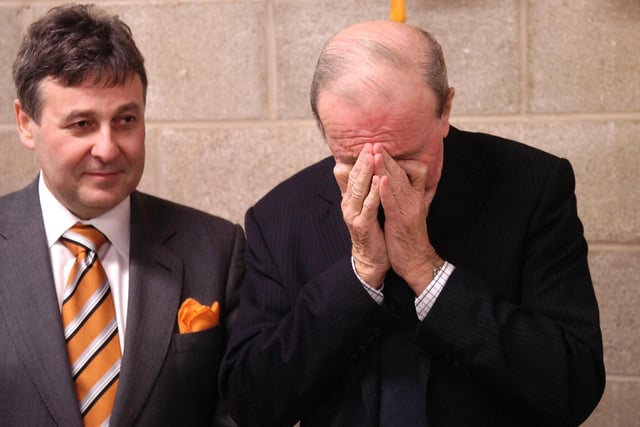 An emotional Jimmy Armfield with Valeri Belokon at the opening of Blackpool FC's new south stand which was named the Armfield Stand