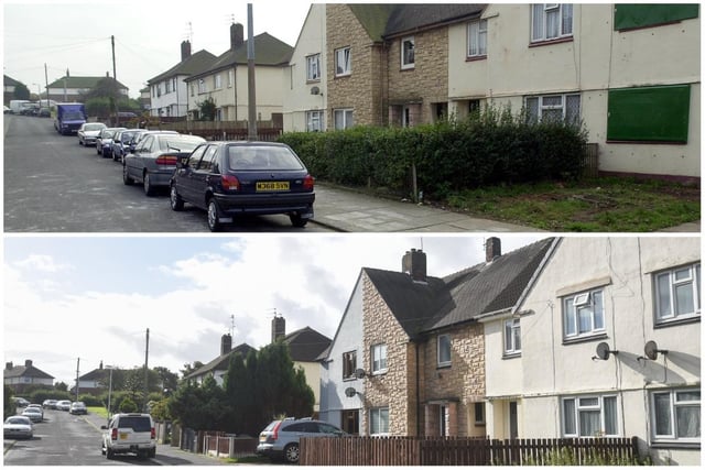 Wensleydale Avenue in 2001 (top) and now