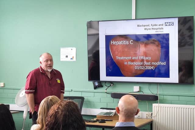 Mike Roland showing how Hep C care has improved since 2004.