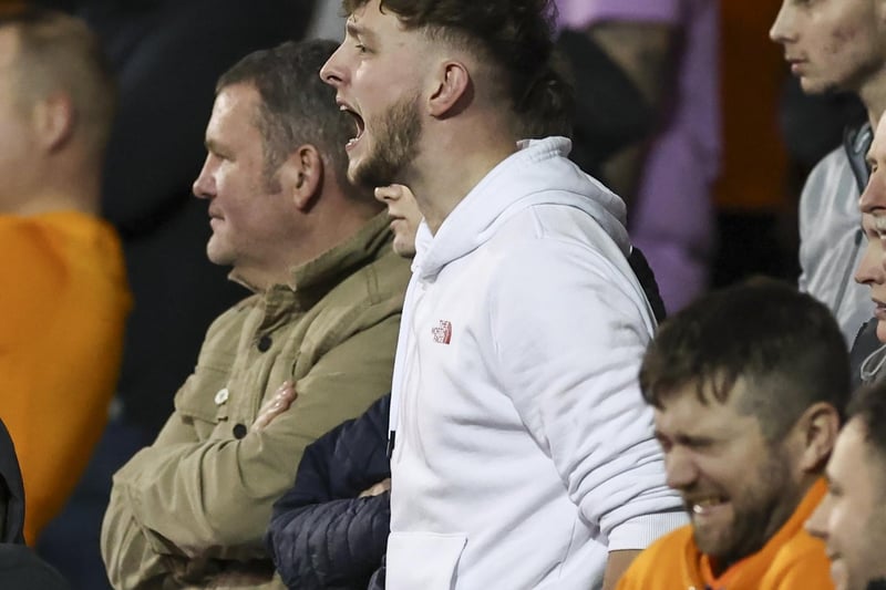 Blackpool fans at Bloomfield Road for the defeat to Derby County.
