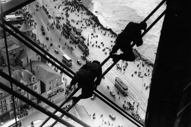 15th August 1934 - balanced high above the street and the beach on the struts of the tower