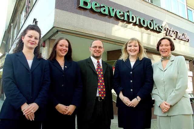 The team at Beaverbrooks jewellers on Church Street in 1998. Pictued are Paula Stennett, Leanne Sapey, Manager Malcolm Shaw, Gwen Wilkie and Vicky Dowsing.