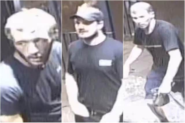 Do you recognise these men? Officers want to speak to them following a serious assault at a pub in Blackpool (Credit: Lancashire Police)