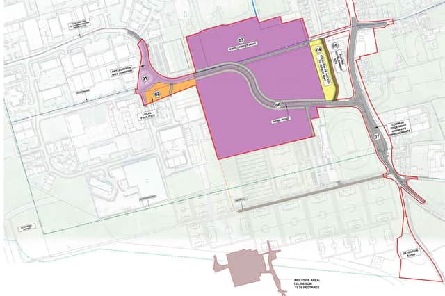 The new plans for the Blackpool Airport Enterprise Zone showing the road layout and new areas for business buildings