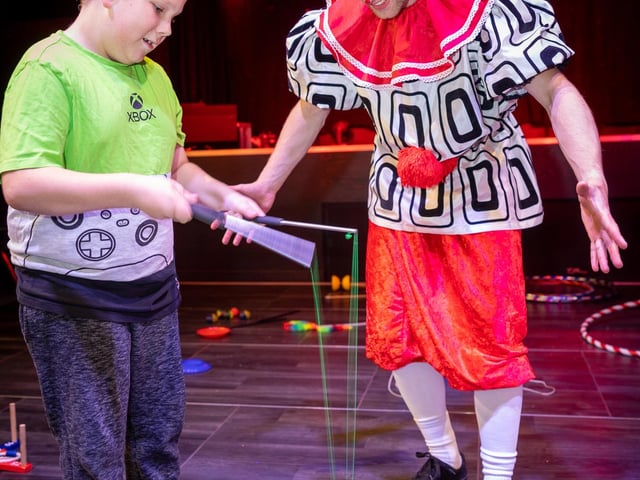 Circus performers were delighted to pass on the benefit of their skills at the young carers' party at Blackpool Tower