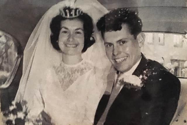 Barry Bancroft and wife Theresa on their wedding day