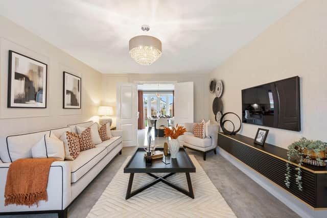 The spacious lounge in the Elan show home at Redwood Gardens