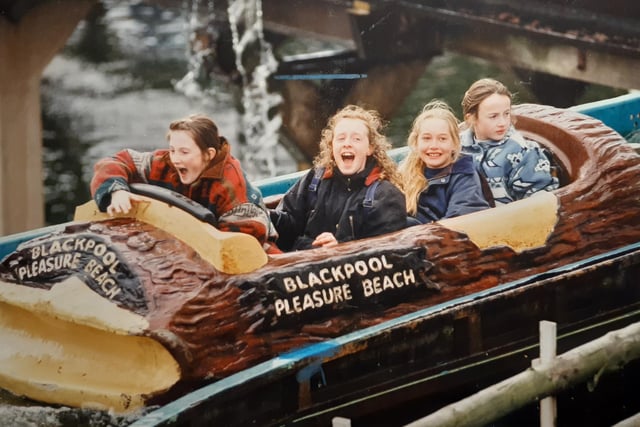 Children enjoying the Log Flume in November 1995