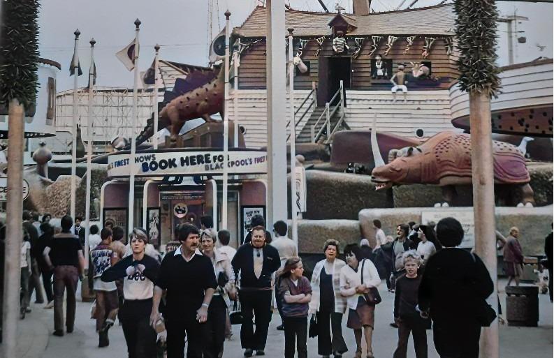 Noah's Ark in the background - one of the theme park's oldest rides coloured in