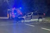 The Volvo crashed after coming off Blackpool Road, Ashton onto the Freckleton bypass at around 10.20pm last night (Thursday, April 28). Pic: Neil Pickup
