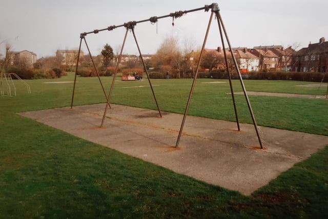 There's nothing left of these swings in Grange Park in March 1994