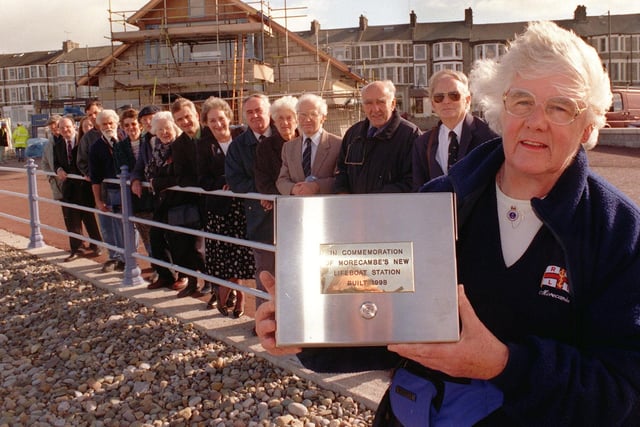 Chairman of the Morecambe Financial Branch of the RNLI, Anne Skene-Smith, shows off the time capsule she was going to bury at the new Lifeboat Station in Morecambe