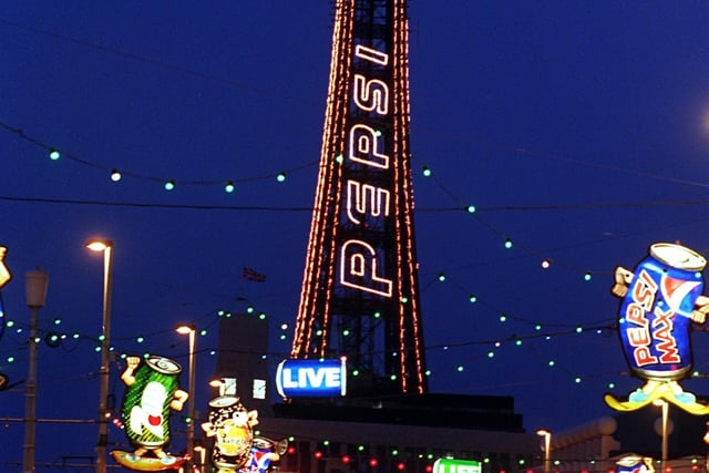 Blackpool Tower was illuminated with the Pepsi logo in 1996