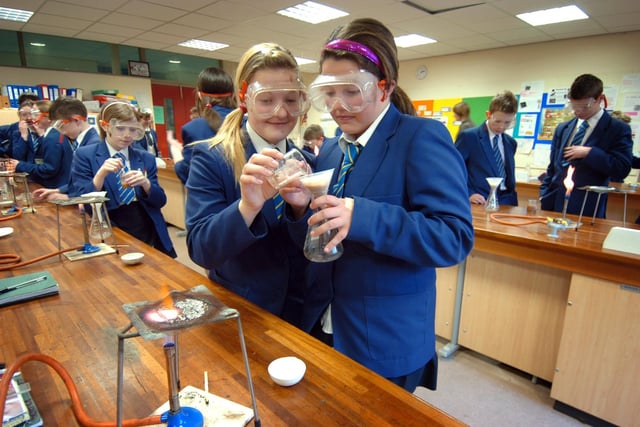 Hodgson High School pupils Hayley Leggett and Charlie Atherton in their science lesson. The school had performed well in the league tables, 2007