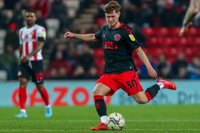 Fleetwood Town midfielder Barry Baggley during the Sky Bet League One match between Sunderland and Fleetwood Town at the Stadium Of Light, Sunderland, England on Tuesday 8 March 2022. Photo by Sam Fielding / PMi.