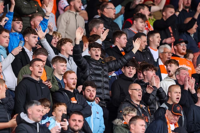 Blackpool fans at Oakwell for the Seasiders' game against Barnsley.