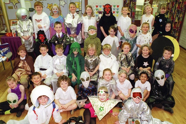 Lytham Hall Park Primary School Year 2 pupils who performed a "Musical Journey Through Space " at their morning assembly