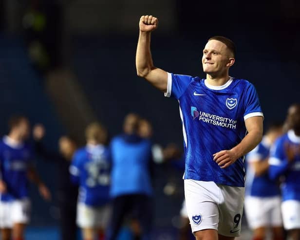 Portsmouth striker Colby Bishop looks set for a period on the sidelines after he injured his ankle in the Blues' 2-0 win at Burton on Tuesday night
