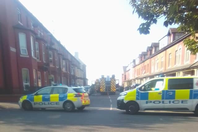 A fire reportedly broke out inside a flat in Windsor Place, Fleetwood (Credit: Lisa Borland)