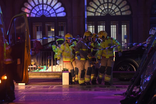 Photo Neil Cross; Emergency services from across Lancashire carrying out an exercise on the promenade in Blackpool