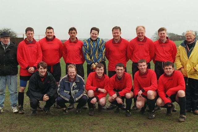 Royal Oak Wesham v Bourne Poacher .The Bourne Poacher team L-R Tony Pye, Tony Rigby, steve Bowker, Kev Stone, Chris Young, Neil Phillips, Don Brown and Keith Riley.  Front L-R Russel Hammond, Dave Cross, John Brady, Darren Clarke, James Lee and Gary Sexton