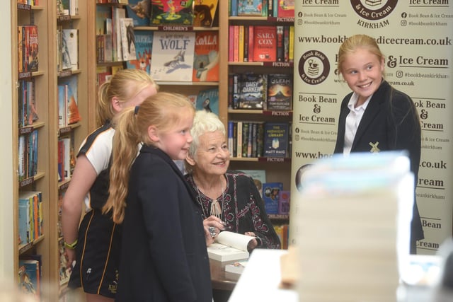 Children came straight from school to meet author Jacqueline Wilson at Book, Bean and Ice Cream in Kirkham.