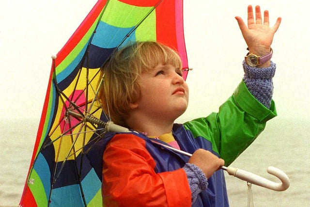 Three-year-old Elizabeth Watson was hoping for the rain to stop at Cleveleys Jubilee Day