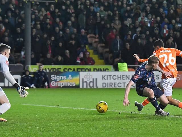 Poveda slots home Blackpool's second goal against Forest