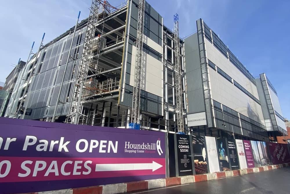 Image from March this year of work on the Houndshill Shopping Centre extension