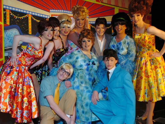 Miss Orry (centre) and friends at Funny Girls, Blackpool.
