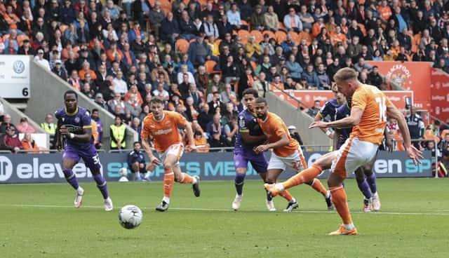 Jordan Rhodes scored a hat-trick in Blackpool's victory over Reading. One of his goals was a penalty, but one League One team hasn't had a spot-kick this term. (Image: Lee Parker/CameraSport)
