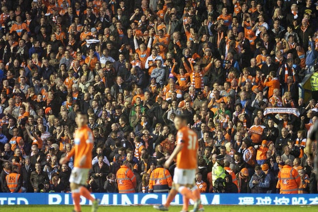 Blackpool FC v Birmingham City FC, 2012 - fans celebrate the first goal.