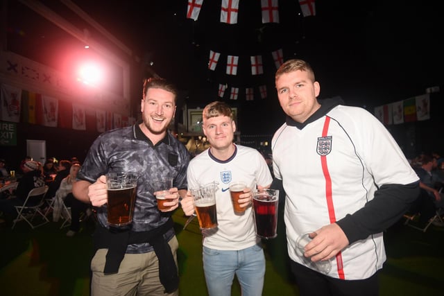 This group of supporters was delighted to have the opportunity to share the experience of England's rampant opening group match win against  Iran at the Winter Gardens World Cup Fan Zone.