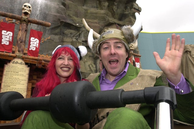 Jonathan Ross and his wife Jane Goldman at the launch of the Valhalla ride at Blackpool Pleasure Beach