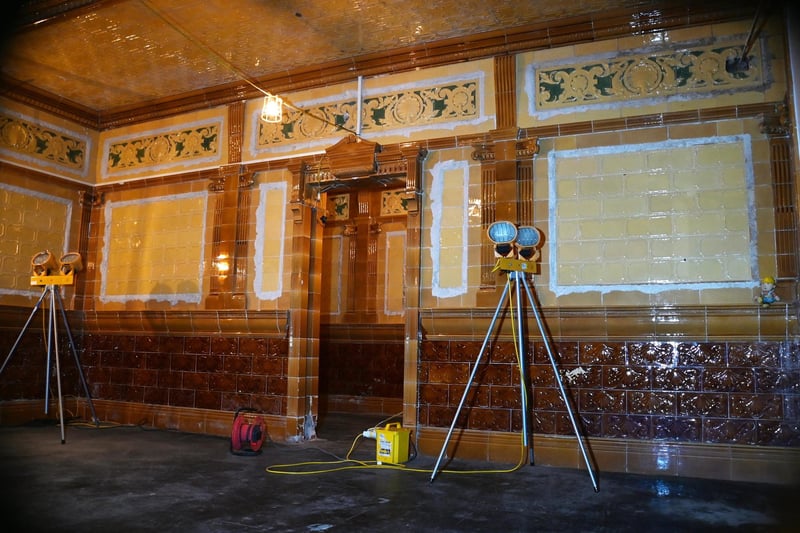 Still glazed and retaining their colour, the Burmantofts tiles which are bespoke to the Imperial Hotel, line the walls of the original Turkish Baths