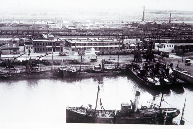 Wartime rules forbade photography on the docks. But this is how Wyre Dock looked then. On the far side is the site of where Freeport is today