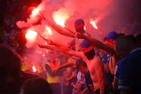 Rangers fans produced a pyrotechnic display during the first-half